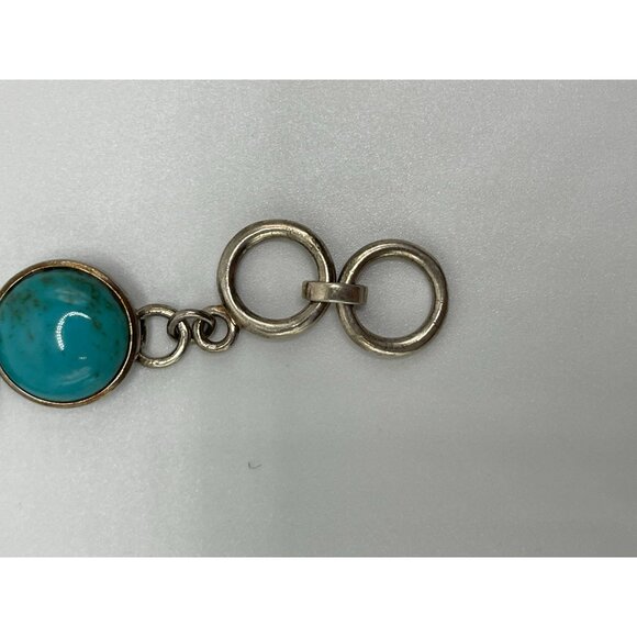 Sterling Silver Bracelet Turquoise Stone Toggle signed WR - Picture 2 of 10
